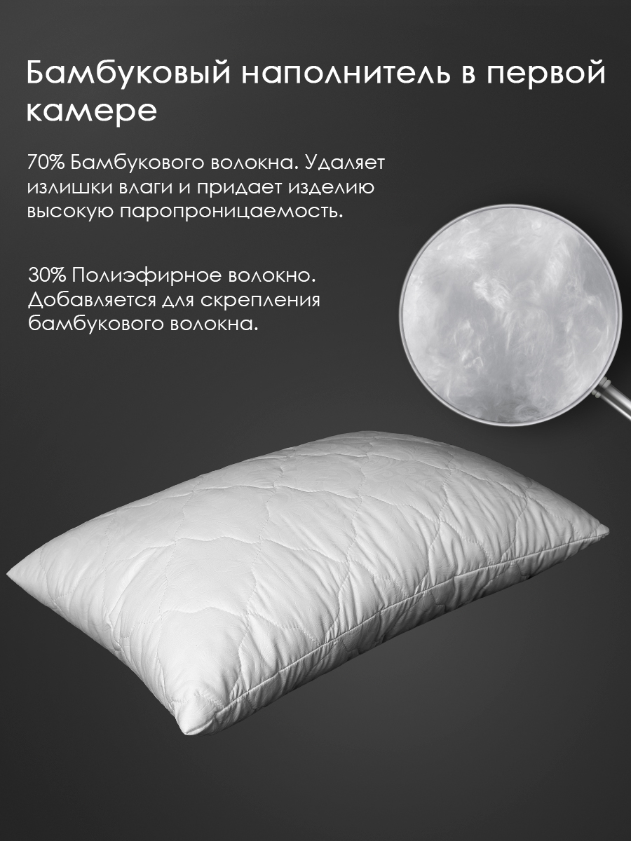 Подушка бамбук, заменитель лебяжьего пуха микрофибра Реноме
