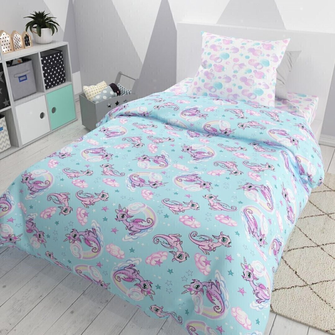 КПБ детский  поплин (нав. 70*70) Браво Кидс New collection <6037-1+6037а-1 Единороги Скидка>