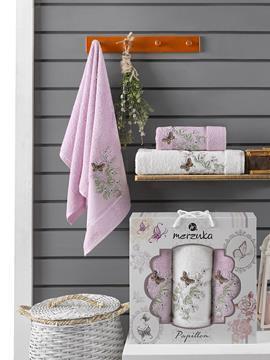 Набор полотенец махровых Papillon Merzuka<3 предмета 50*90-2шт+70*140, сиреневый> (арт.10169,10170)