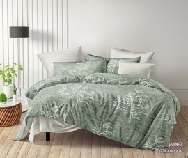 КПБ поплин Оливковая коллекция с простыней на резинке Реноме 