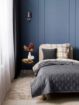 Покрывало стеганое велюровое MONACO Decor Magic, NORMA, GRAFIT<NORMA, 200*220, Евро, GRAFIT>